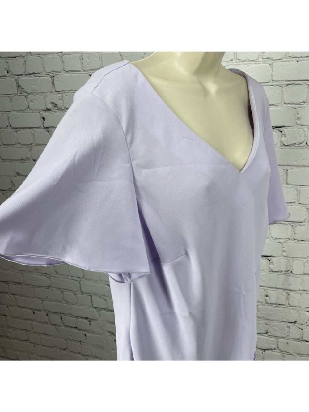 NWD Dressbarn Purple Embroidered Floral Flutter Short Sleeve Blouse Top Size 16W - Picture 15 of 16